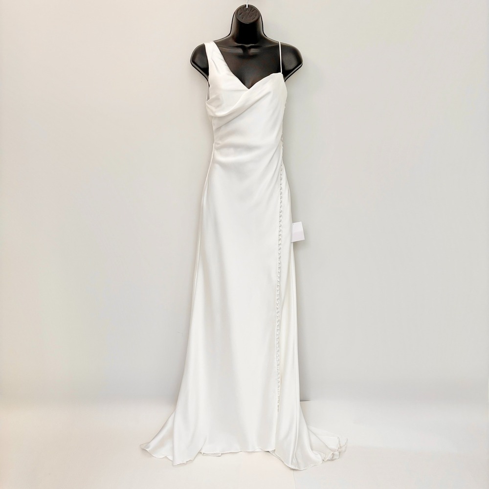 Lulus White Satin Maxi Dress Bridal Wedding Gown XS White